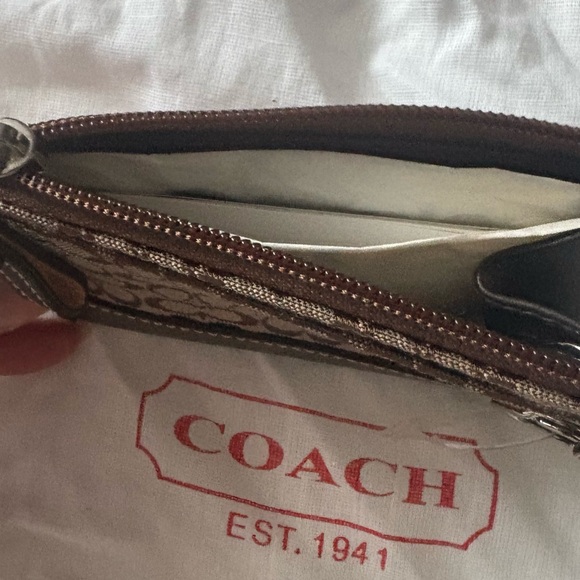 Coach Brown and Black Signature Keychain Wallet - Picture 4 of 4